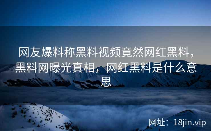 网友爆料称黑料视频竟然网红黑料，黑料网曝光真相，网红黑料是什么意思