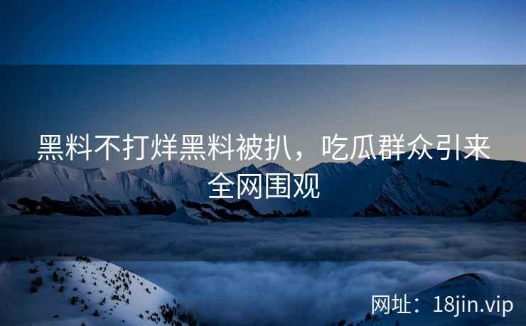 黑料不打烊黑料被扒，吃瓜群众引来全网围观