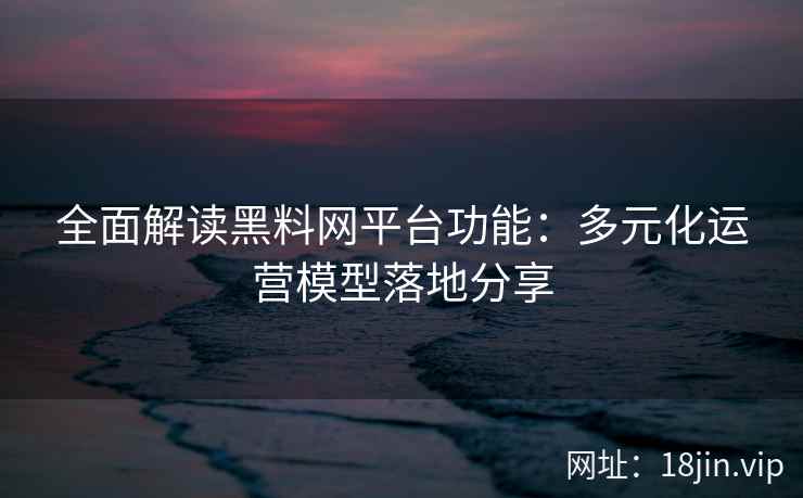 全面解读黑料网平台功能：多元化运营模型落地分享
